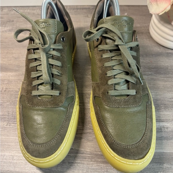 Goodman Modern London Edge Olive Green Leather Suede Snekers Mens 8 - Picture 2 of 12